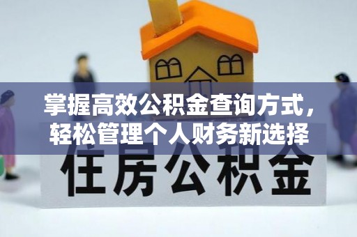 江夏掌握高效公积金查询方式，轻松管理个人财务新选择