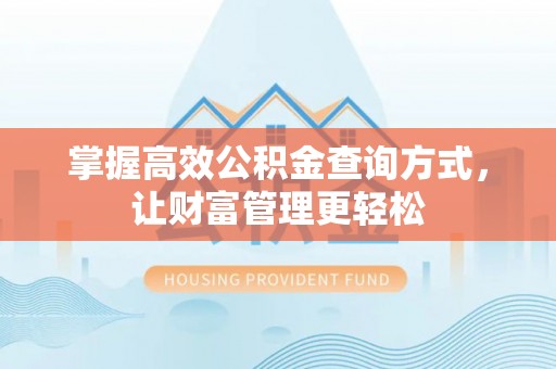 江夏掌握高效公积金查询方式，让财富管理更轻松